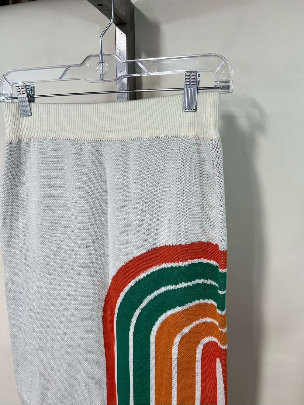 OXKNIT Women's Small Pencil Skirt Cotton Knit Stretchy Retro Rainbow Design - Picture 3 of 9